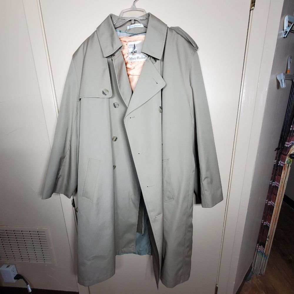 Vintage 80's Men's Beige Double Breasted Trench Coat - 46R - Misty Harbor - Like - Picture 14 of 14